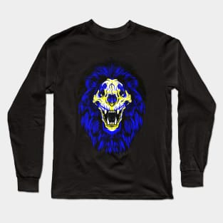 Lion Skull Interactive Yellow&Blue Filter T-Shirt By Red&Blue Long Sleeve T-Shirt